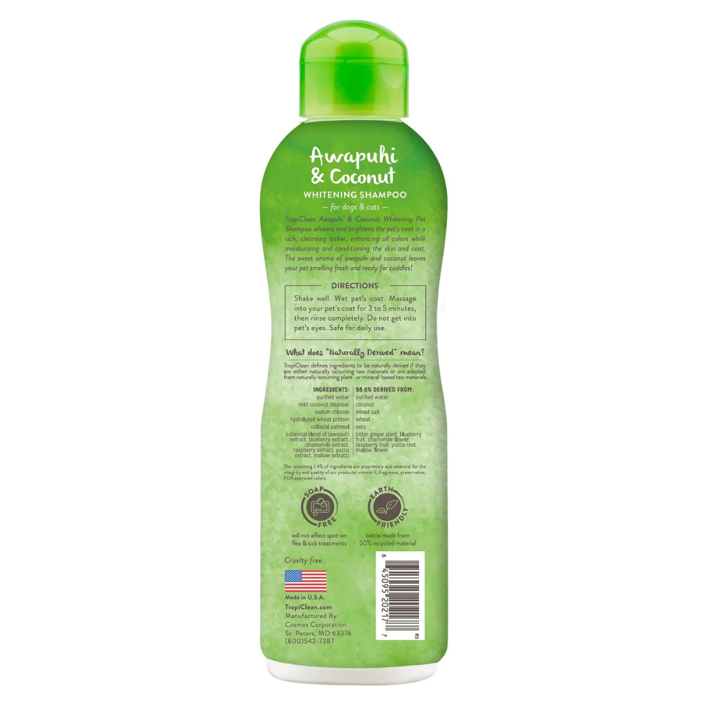 Tropiclean Shampoo Blanqueador Flor de Awapuhi y Coco 592 ml