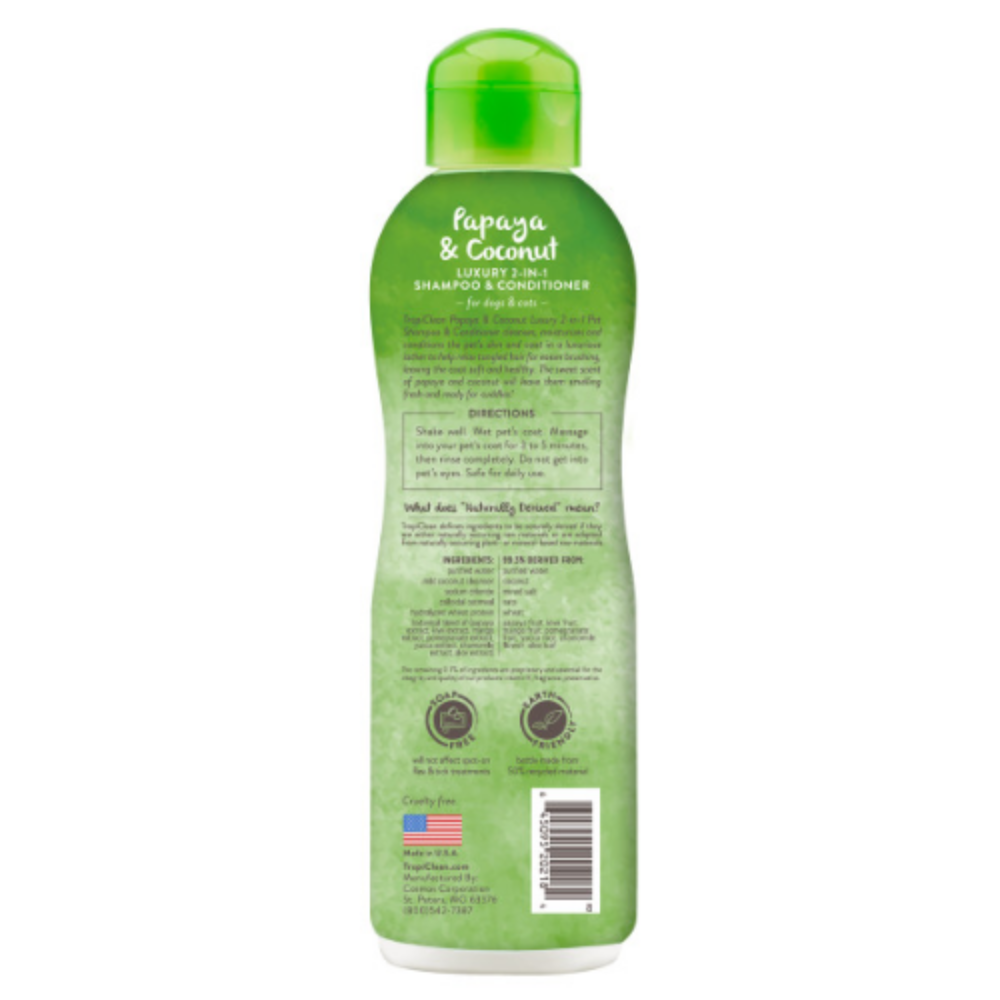 Tropiclean Shampoo y Acondicionador Lux 2en1 Mamon y Coco 355 ml