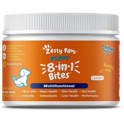 Zesty Paws Puppy - Masticables & multivitamínicos 8 en 1 - 50 capsulas